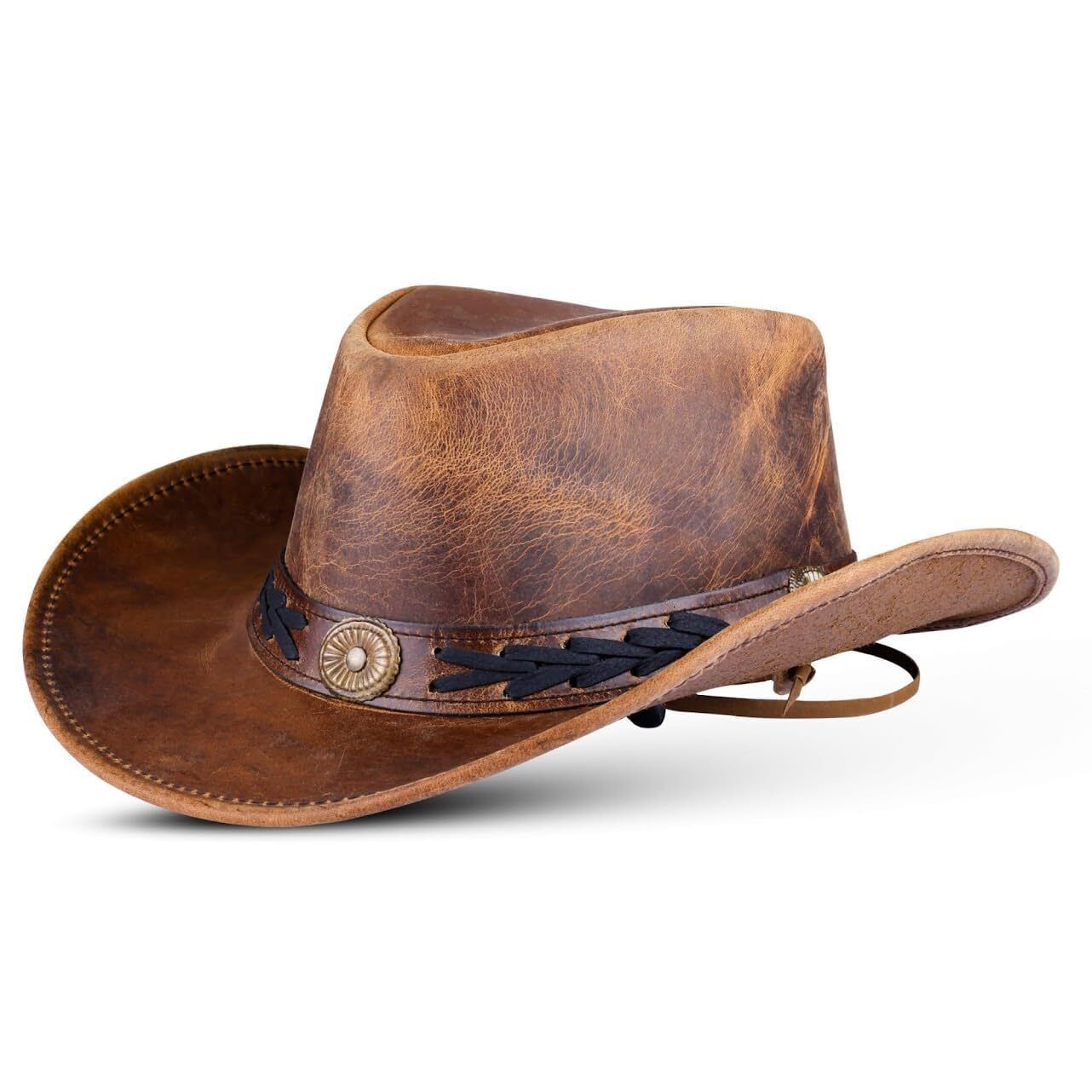 6164 Leather Cowboy Hat Shapeable Into Outback Hat, Australian Hats For Men &